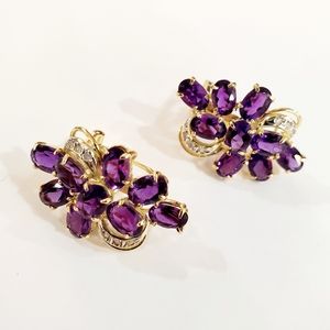 Vintage 14k Gold Amethyst & Diamond Earrings